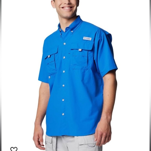 Columbia PFG Bahama II UPF 30 Short Sleeve Fishing Shirt Bonehead blue vented - Picture 1 of 15